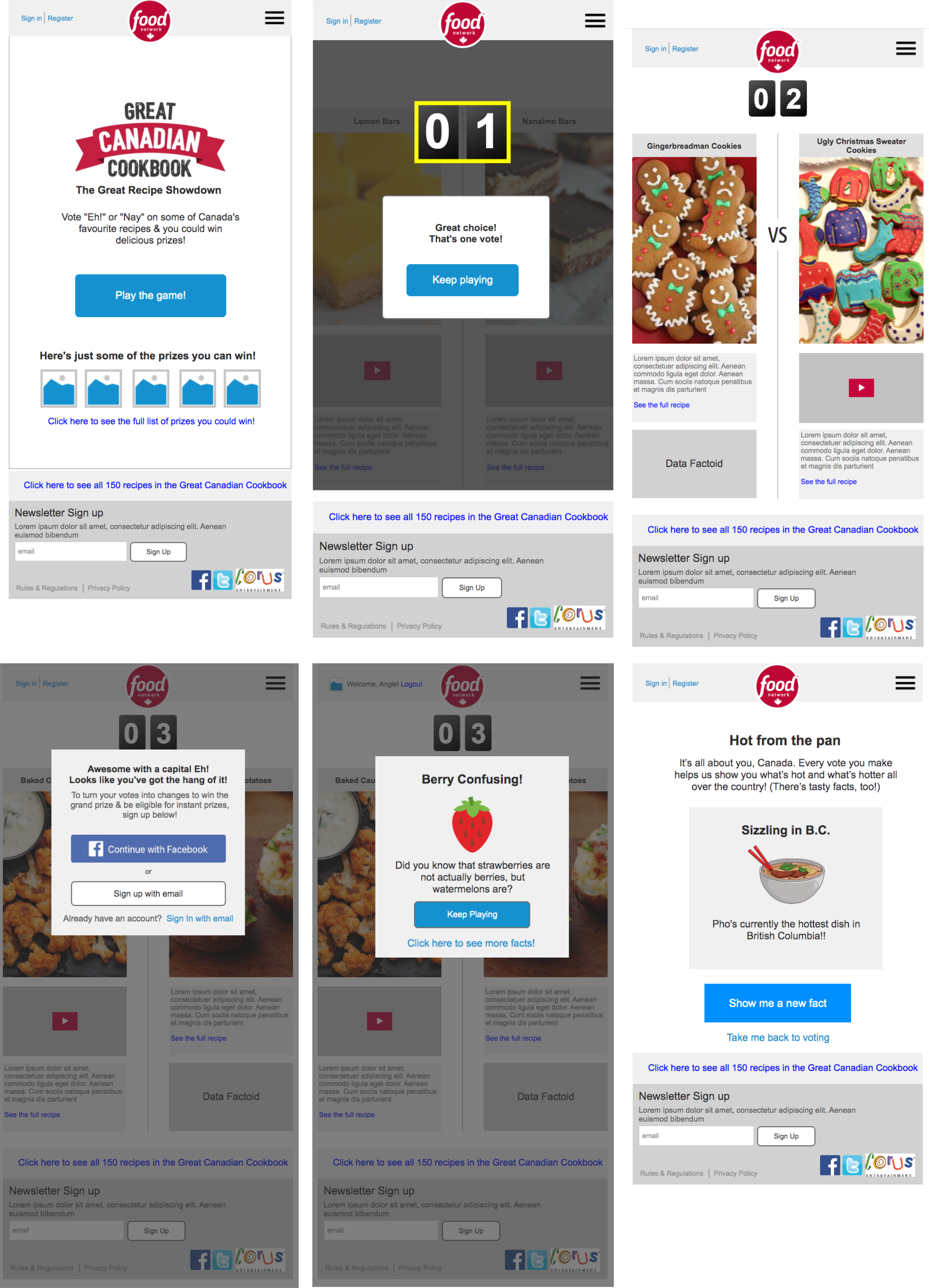 Food Network — Game Screens