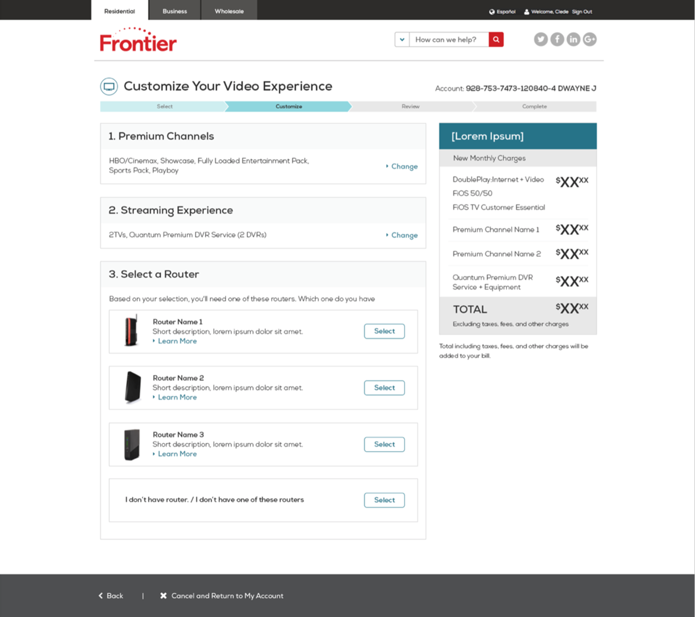 Frontier Communications — Subscription Platform